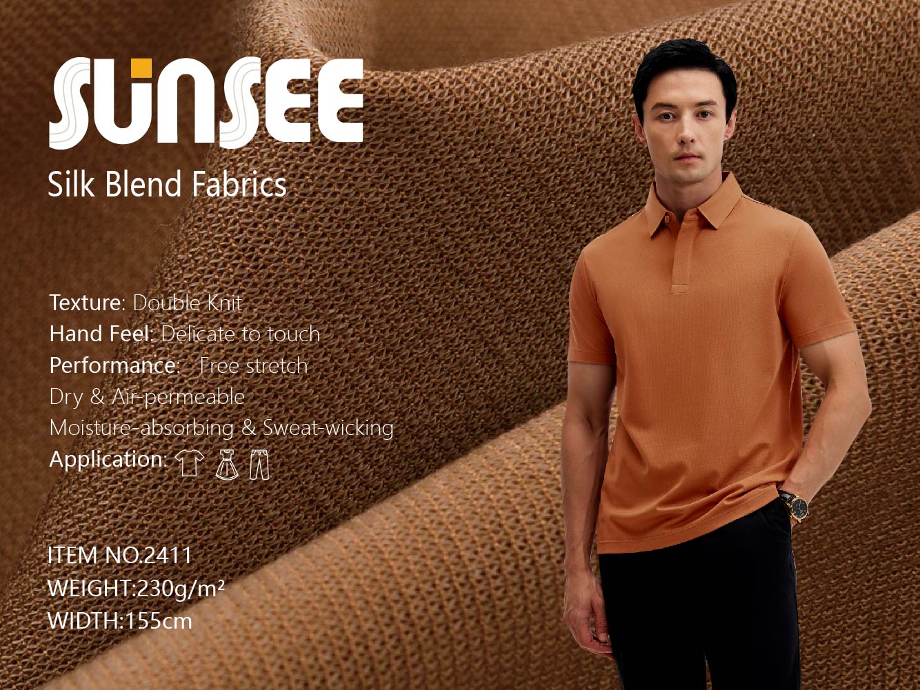 230GSM Silk Blend Heavyweight T-shirt Fabric with Sorona